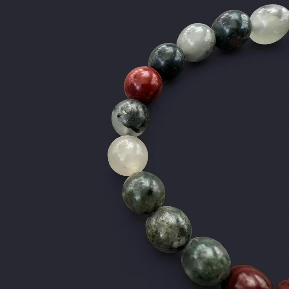 African Bloodstone Gemstone Bead Bracelet 8mm
